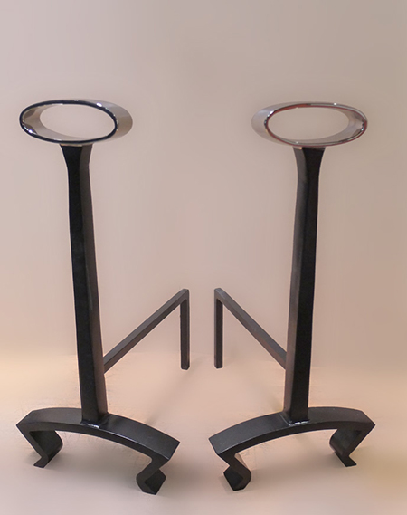 Hand-Forged Andirons in the style of Donald Deskey
